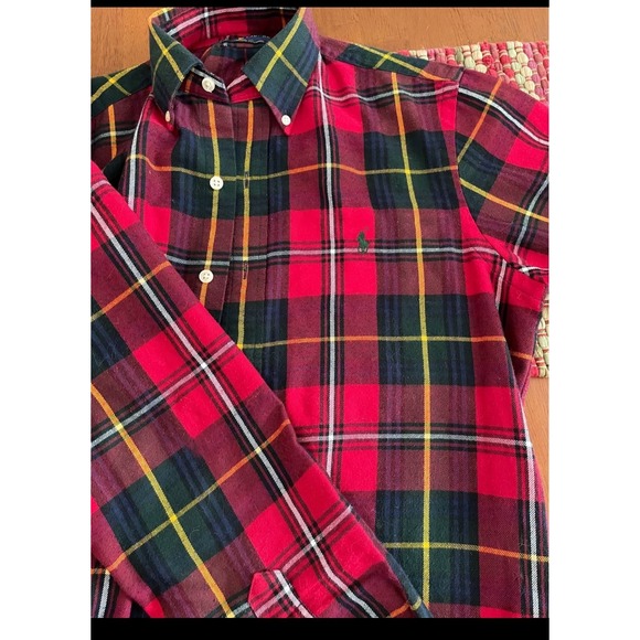 Polo Ralph Lauren Green Red Plaid Performance Flannel Classic Fit Men's S - Picture 4 of 6